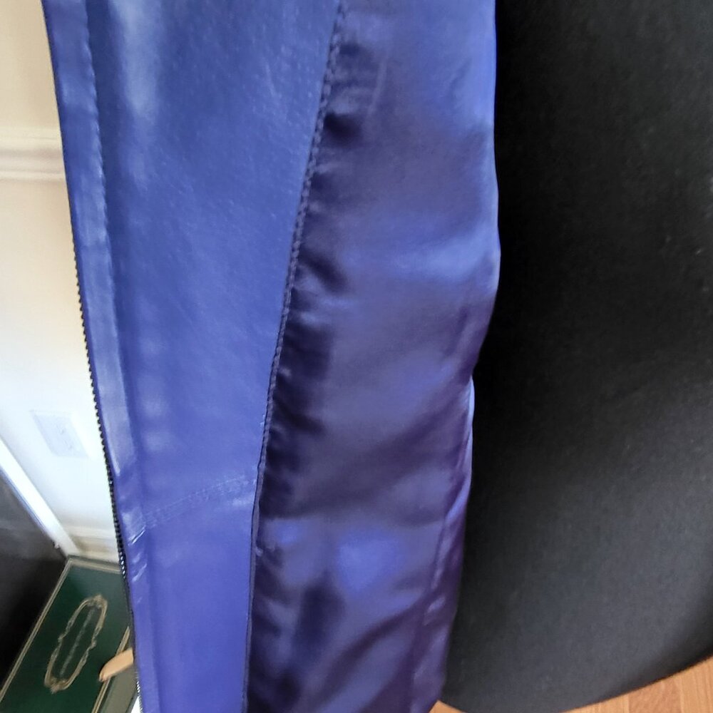 Guillaume Blue Leather Jacket, Size S - Picture 4 of 11